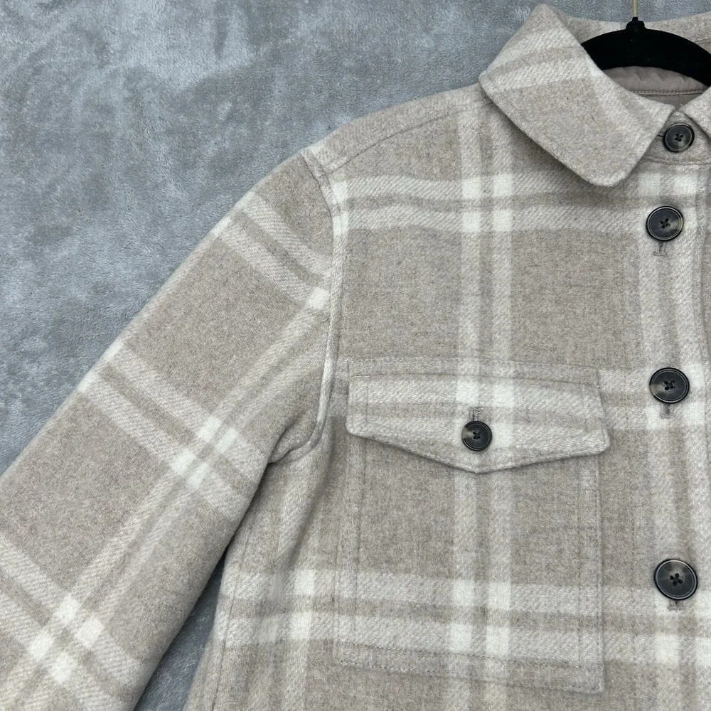 Everlane Mens Shirt Shacket Heavyweight Overshirt Plaid Shirt Sz Small Tan Beige